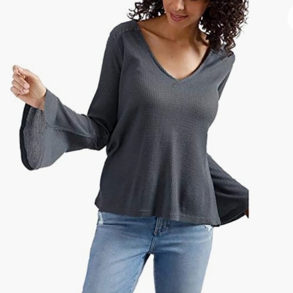 LUCKY Brand Grey Pullover Flared long Sleeve Pullover top sz. Small - Picture 1 of 12